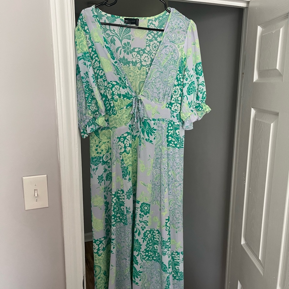 ASOS Green and Blue Floral Midi Dress